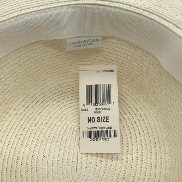 Charter Club Womens Wide Brim Braided Band Woven Floppy Sun Hat One Size Cream - Picture 11 of 11